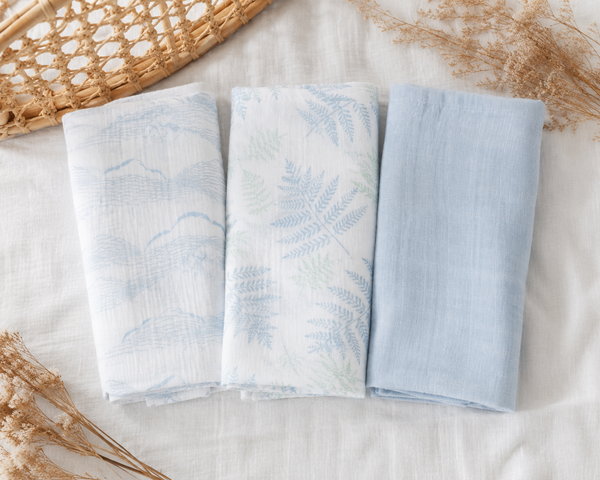 Organic Muslin Cotton Swaddle - Little Sky - Set of 3